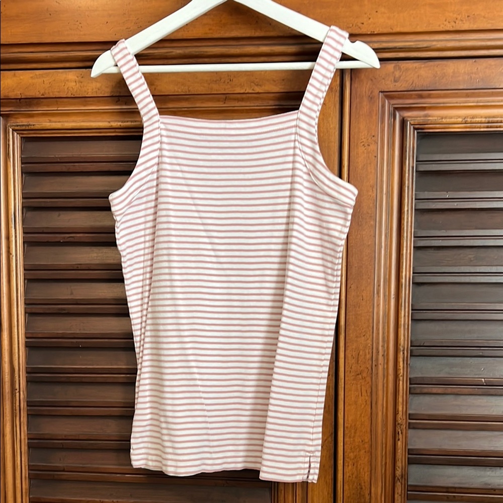 LOFT Summer Striped Peach/Pink Tank Top